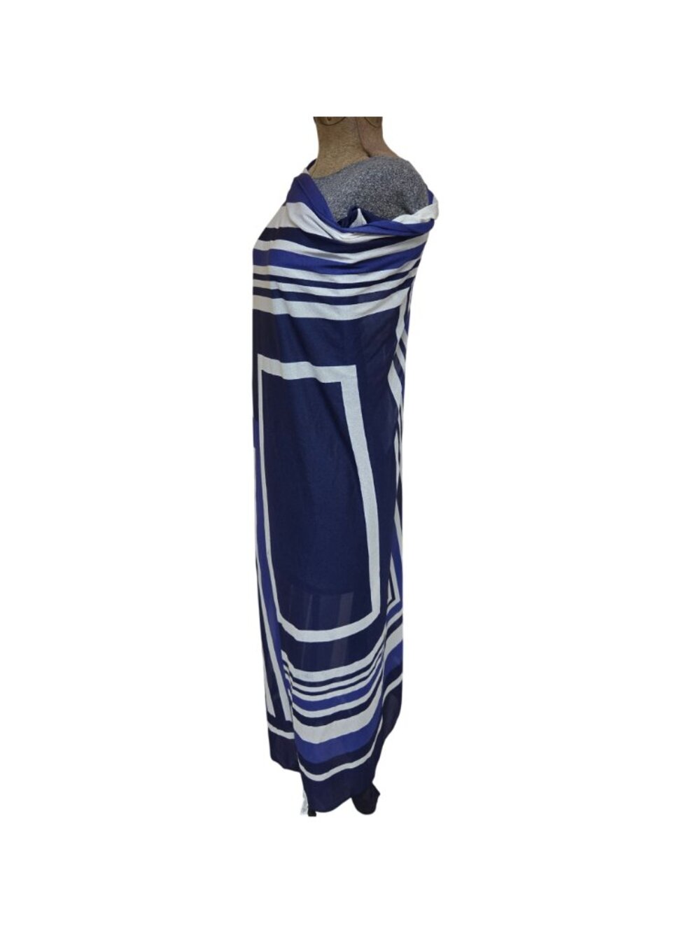 Oscar De La Renta Blue White Geometric Print Sarong Wrap Dress One Size USA - Picture 2 of 11